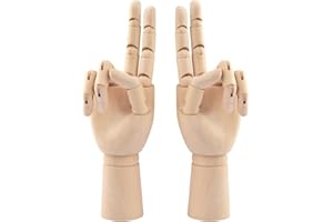 Wooden Hand Model, 2 PCS, 7 Inches Left and Right Hand Art Mannequin Figure with for Hand Jewelry Display, Decoration, Sketching, by GNIEMCKIN..