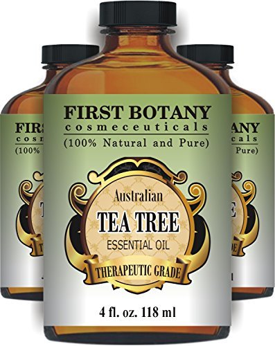 Australian Pure Tea Tree Essential Oil - 4 Fl.oz. with Glass Dropper 100% Natural Therapeutic Oil to Help in Fighting Dandruff, Acne, Toenail Fungus, Yeast Infections, Cold Sores & More.