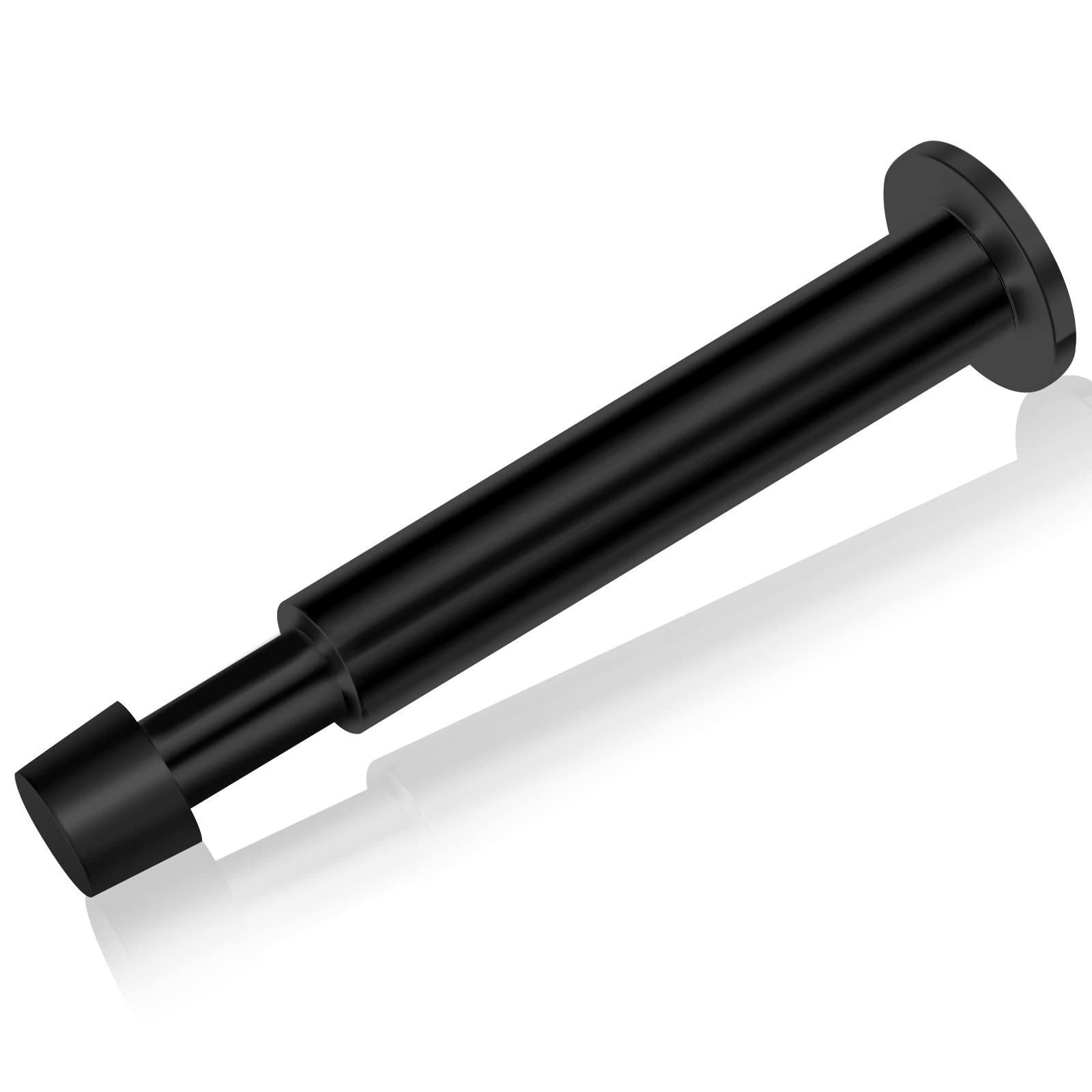 KOLAKO Long Door Stop for Skirtings, Black, 1 Piece, Wall Mount, Adjustable, Modern, Heavy Duty, Stainless Steel, Rubber Tip, Quiet, Peace of Mind