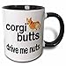 3dRose Corgi Butts Drive Me Nuts Two Tone Mug, 11 oz, Black