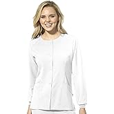 WonderWink Women's Plus-Size Crew Neck Warm Up Jacket Blazer, White, 4-XLarge