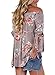 AlvaQ Women Chiffon Summer Boho 3 4 Sleeve Tunic Sexy Casual Floral Party Tops Juniors T Shirt ,(US4-6)Small,Khaki