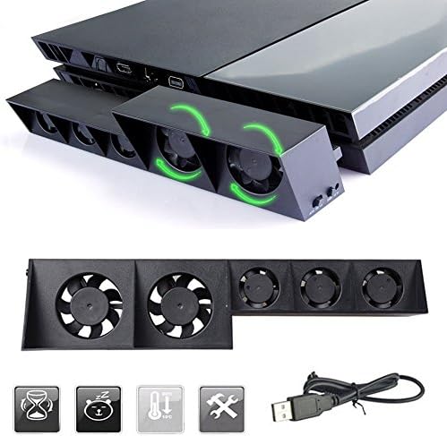 Cooling Fan Cooler for PS4 , Perfectmall Super Turbo Temperature Cooling Fan with USB Charging Cable Black for Sony Playstation 4 Gaming Console Host