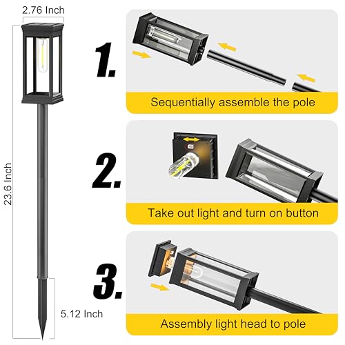 Amzxart Set of 8 IP65 Outdoor Solar Garden Lights, Automatic Ignition Solar Garden Lamp for Balcony, Patio, Path, Lawn, Outdoor, Warm White