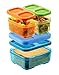 Rubbermaid Lunch Blox and Refill Reuse Bottles Set - 2 Sandwich Kits, Pink/Purple/Green & Blue/Orange/Green with 14oz Refill Reuse Bottles (Pink & Green)