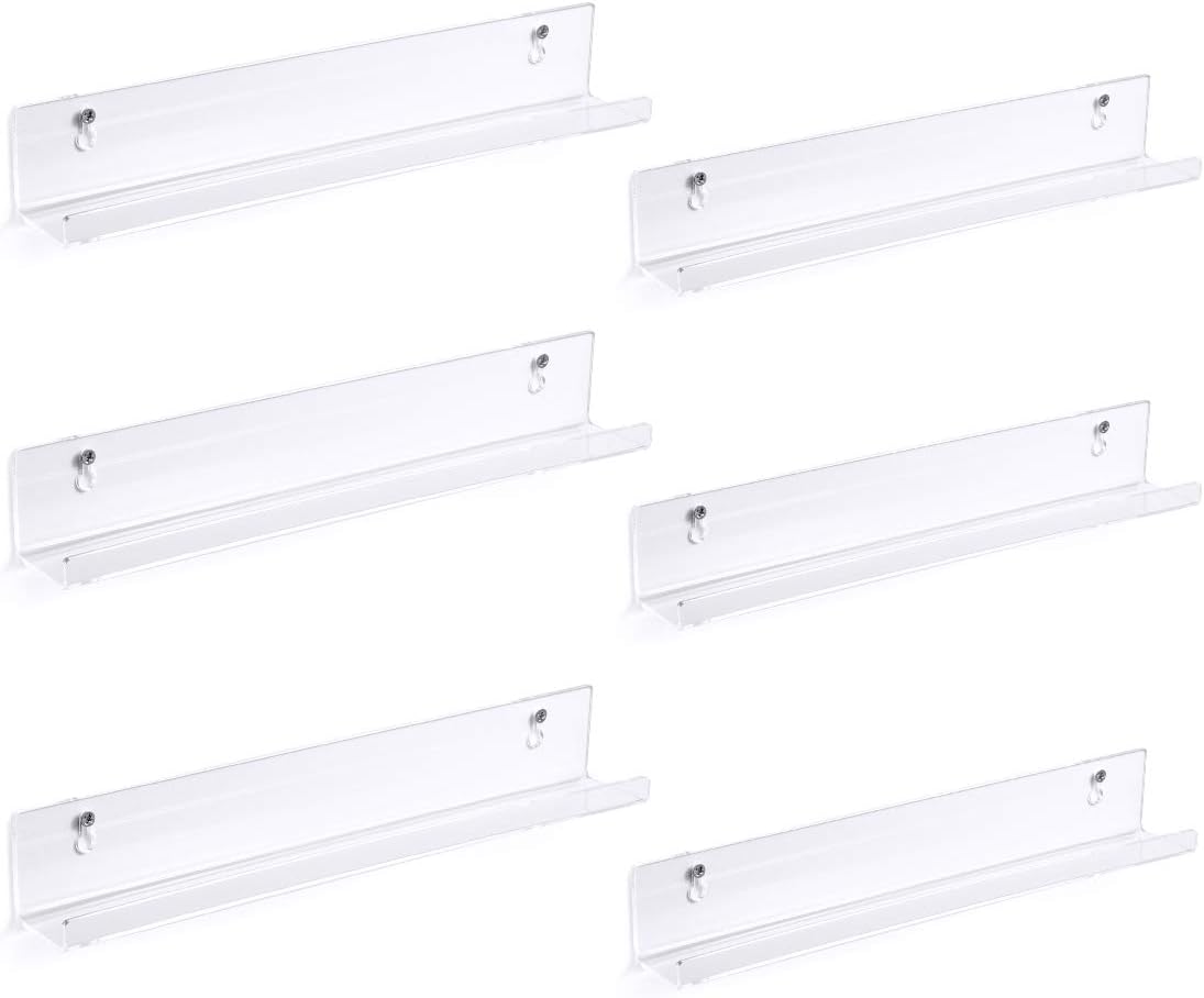 NIUBEE Clear Vinyl Record Shelf Wall Mount 6 Pack,Acrylic Album Record Holder Display Your Daily LP Listening in Office Home: Home Improvement