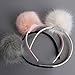 ACTLATI Lovely Cute Fashion Girls Headband Big Single Pompom Fur Fluffy Ball Hairband Party Masked Ball Hair Pins Headwear Hairband Off-white
