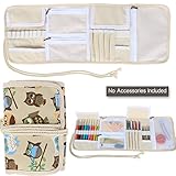 Teamoy Crochet Hook Case, Canvas Roll Bag Holder Organizer for Various Crochet Needles and Knitting Accessories, Compact and All-in-one.