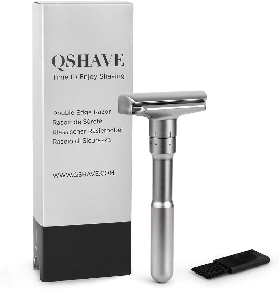 QSHAVE Adjustable Safety Razor Double Edge Infinitely Adjustable Levels ...