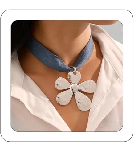 Jens イェンス BLUE GLASS MOTIF CHOKERS 24AW Amazon.com: Ymqewq Kenfery Bohemian Denim Choker Necklace