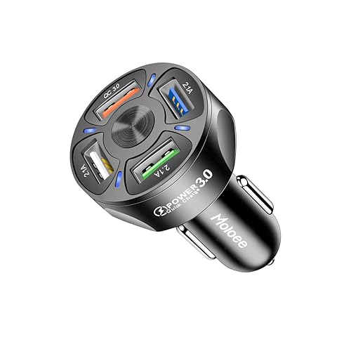 Car Charger Adapter, Ports USB Fast Quick Phone with LED