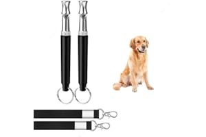 JUSTAUS 2pcs Black Dog Whistle,Adjustable Ultrasonic Silent Dog Whistle,Stop Neighbor’s Dog from Barking,Professional Recall Dog Training Whistles(Black)