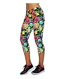 Ancia Womens Yoga Active Fitness Capri Leggings Gym Tights,Medium,Vintage Flowers