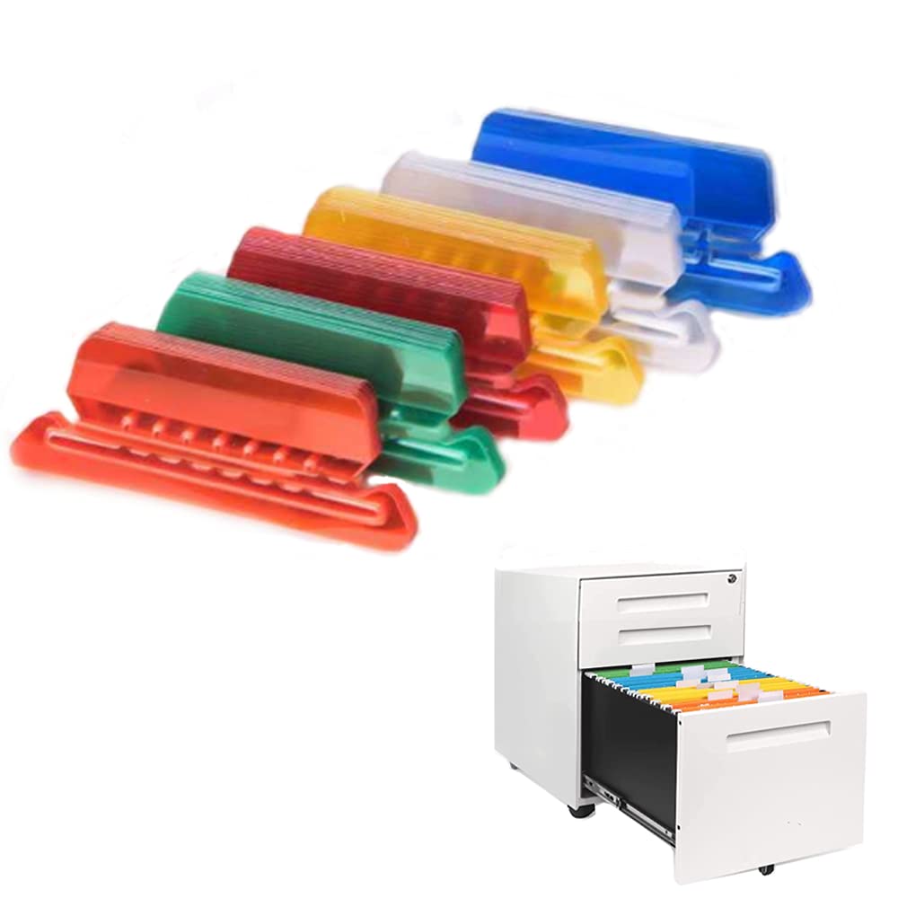 60 Hanging Folder Tabs and Inserts Colorful Plastic Filing Cabinet Tab Hanging File Tabs File Inserts PVC Label Folder Accessory Label Tabs for Quick Identification of Hanging Files