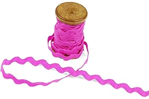 BIAS BESPOKE 3 Yards of Polly 5mm Rigid RIC-Rac Trim on a Wooden Spool, Hot Pink