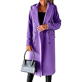 IDEALSANXUN Womens Long Wool Coat Double Breasted Trench Coat Fall Winter Clothes