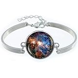 Dandelion Magical Nebula Galaxy Universe Illustration Bracelet,Artistic Glass Bracelet,Fantastic Bracelet Gift