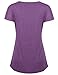 Ladies Flair T Shirt Short Sleeve,Nomorer V Neck Dressy T Shirt Feminine Fit and Flare Ruched Knit Tops Purple XL