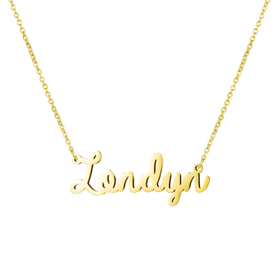 Awegift Personalized Name Necklace 18K Gold Plated New Mom Bridesmaid Gift Jewelry for Women, Metal