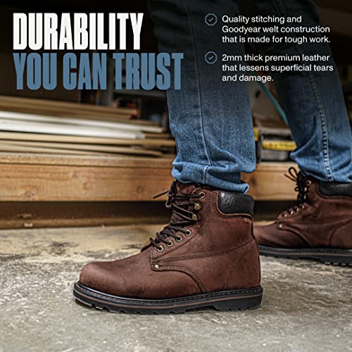 EVER BOOTS Tank Men's Soft Toe Oil Full Grain Leather Work Boots