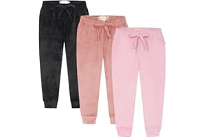 BTween Girl's 3-Pack Velour Jogger Pant Set - Solid, Tie Dye or Camo Sweatpants for Girls