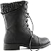 DailyShoes Womens Military Up Buckle Combat Boots Sweater Ankle High Exclusive Credit Card Pocket