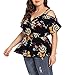 Blusa con Cuello en V de Manga Corta con Estampado Floral y Tallas Grandes para Mujer Navythumb 3