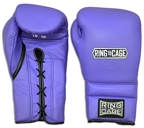 Japanese Style Training Boxing Gloves Hook&Loop or Lace-Up 12oz,  14oz, 16oz, 18oz Colors to Choose (Purple (Lavender), 12oz Lace-up) in 