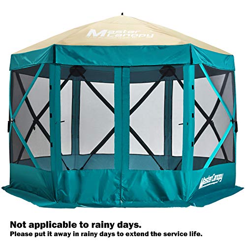 MasterCanopy Escape Shelter, 6-Sided Canopy Portable Pop up Gazebo Durable Screen Tent Bug and Rain Protection (6-8 Person), Emerald Green/Beige