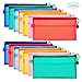 Canvas Tool Pouches, 14 Pieces Colorful PVC Waterproof Zipper Pouches, Double-Layer Plastic Bags for Pen, Pencil, Cosmetics, Travel Supplies, Pack of 14 (Multicolor)