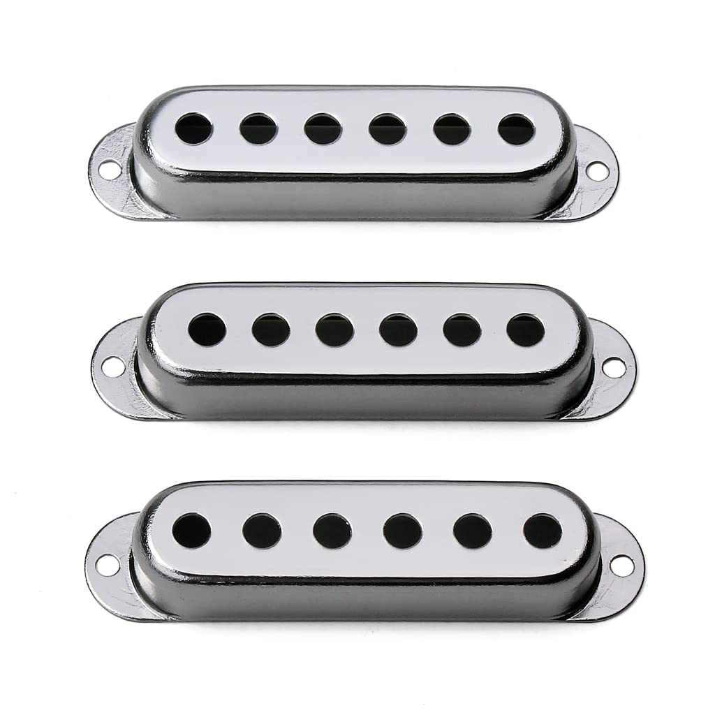 Alnicov Open Copper Single Coil Pickup Covers 48/50/52mm for Electric Guitar Replacement Gray