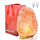 Levoit Large Salt Lamp, Pink Crystal Hand Carved Himalayan Sea Salt Lamps with Premium Rubberwood Base, Dimmable Touch Switch, Luxury Gift Box(ETL Certified, 2 Extra Original Bulbs Included)