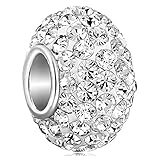 925 Sterling Silver April Birthstone Charm Bead Swarovski Crystal Elements fit All Charm Bracelet Gift Bag EC684-4