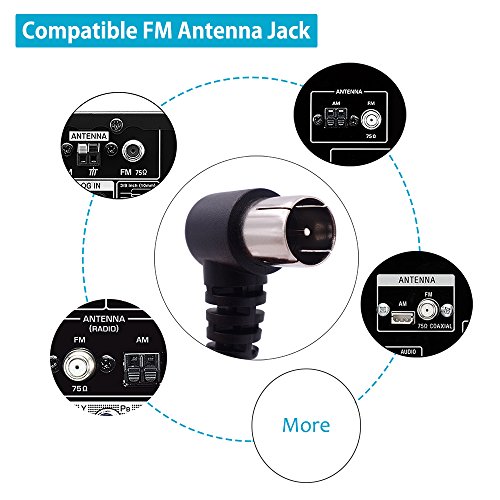 Fancasee FM Antenna 75 Ohm T-Type/Y-Type Dipole Antenna Male F Connector Plug Jack Coax Coaxial Cable Wire Antenna for Table Top Home Stereo Receiver Radios Indoor - Thumbnail 4