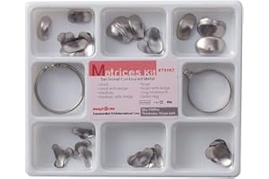 EASYTODENTA Dental Matrix Bands 100PCS Full Set 50μm Sectional Contoured Metal Matrices System+2 Delta Rings for Tooth Interproximal Refill