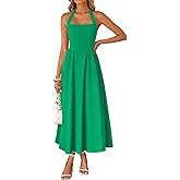 ZESICA Women's Summer Sleeveless Halter Midi Dress 2026 Off Shoulder High Waist Flowy Beach Wedding Guest Long Dresses