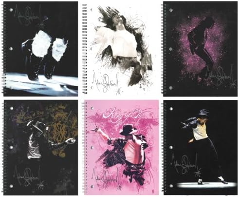 Continental Accessory Corp.  Michael Jackson 1 Subject Notebook, Twin Wire, 80 Sheets, 8.5 x 10.5 inches, Assorted 6 Pack (593)