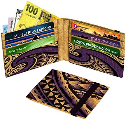 Men's Vegan Banana Fiber Paper Bi-fold Wallet by Green Banana Paper (Pacific Purple)