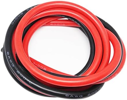 YeahDrone 8AWG Silicone Wire Cable 10 Feet (5ft black and 5ft red) 8 Gauge 8# Heatproof Flexible Soft Wire