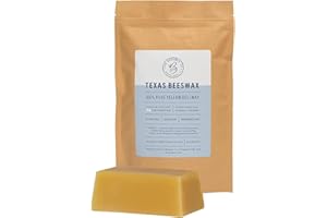 The Beeswax Co Pure Texas Beeswax Block - Ultra Clean - Naturally Filtered & Honey Scented - Premium Food Grade Yellow Beeswax For Candles, Butcher Blocks, Etc - Organic Bees Wax Bars - 1lb