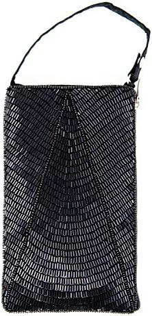 Trendy &amp; Elegant Small Club Bag (cellphone purse size- Note 8/ iphone 10)- Wrist-Cross Shoulder by Bamboo Trading Co (A- Black)