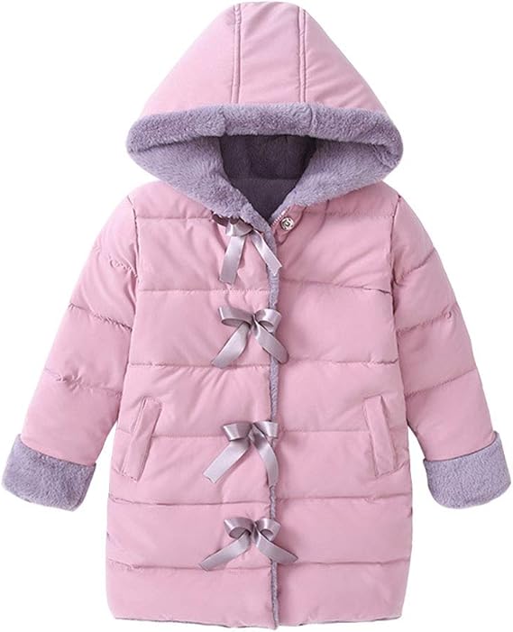 LPATTERN Kids Girls Winter Puffer Coat Warm Padded Jacket School Hooded Parka Thickened Cotton