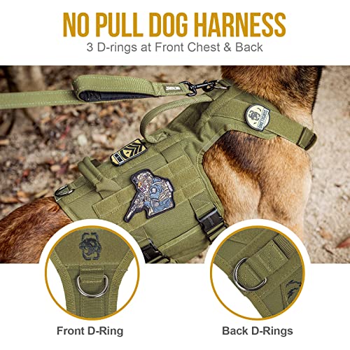 Tactical Dog Harness For Large Dog Full Metal Buckled No Pull Dog Harness Vest With