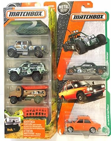 MATCHBOX "JUNGLE MISSION": Attack Track, International CXT, 4x4 Chevy Blazer, Rapid Rescue ,Mauler Hauler &amp; BONUS: Matchbox DATSUN 510 &amp; MBX SAND RACER