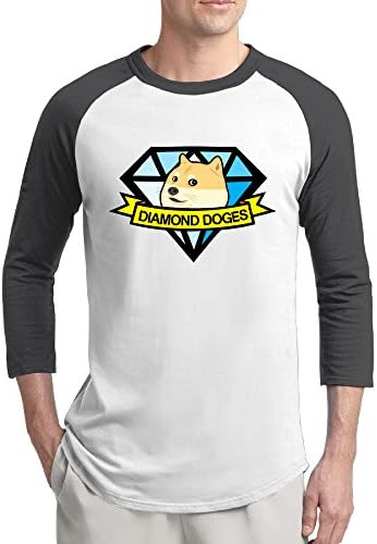 SHANchu Men's Diamond Doges 3/4 Sleeve Baseball Raglan T-Shirt Black Size S