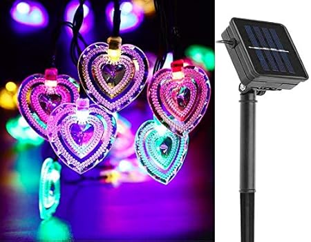 CITRA Heart Shape Solar String Lights Diwali Decoration 20 LED Waterproof Lights (Multicolour, 20 ft)