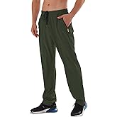 Men's Elastic Waist Hiking Pants Water Resistant Quick-Dry Lightweight Outdoor Sweatpants with Zipper Pockets