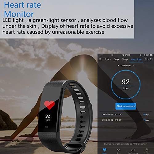 YZJ Blood Pressure Monitor Watch,Color Screen Fitness Tracker with Heart Rate Blood Oxygen Monitor,Smart Wristband with Calorie Counter Watch Pedometer Sleep Monitor