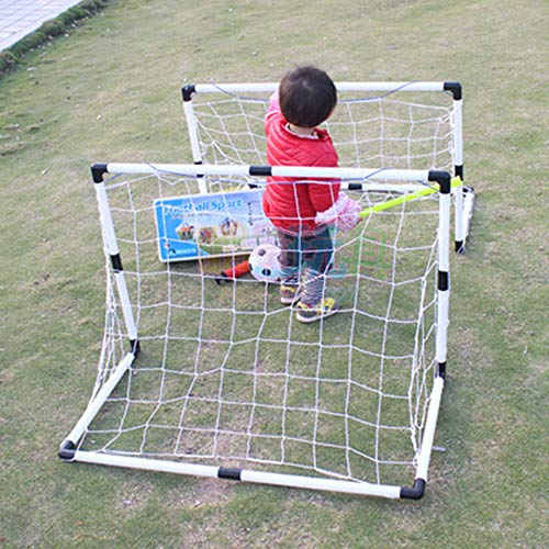 Set of 2 Soccer Goal Net Portable Soccer Goal Set, Plastic Indoor Outdoor Soccer Multi-Sport Net with Hand Pump for Kids Sport Home Game Toy Birthday Gift