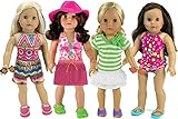 Colorful Print Set for 18 in Dolls Includes 13 Pieces | Bathing Suits, Summer Clothes, Sun Hat, Sunglasses, Shoes and More